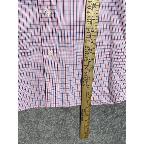 J Crew 100s 2-Ply Cotton Button Down Shirt Mens Large Pink Plaid Long Sleeve - Picture 15 of 16